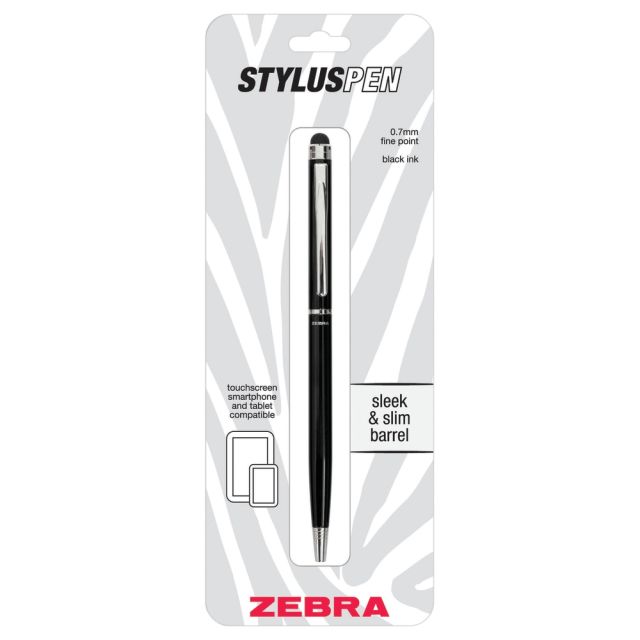 Zebra Retractable Ballpoint Pen With Stylus, Fine Point, 0.7 mm, Black Barrel, Black Ink (Min Order Qty 8) MPN:33111