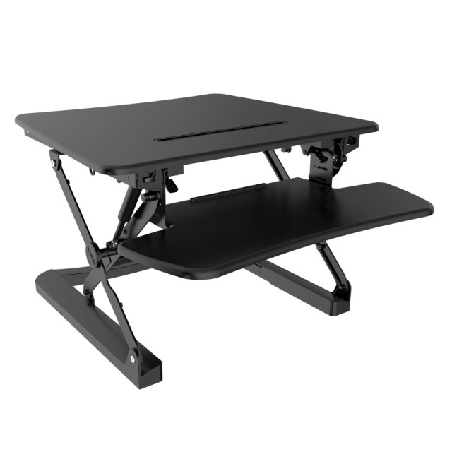 FlexiSpot Height-Adjustable Standing Desk Riser With Removable Keyboard Tray, 27in W, Black MPN:M1B