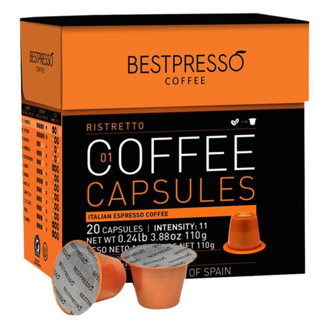 Bestpresso Single-Serve Coffee Freshpacks, Ristretto, Variety Pack, Carton Of 120, 6 x 20 Per Box (Min Order Qty 2) MPN:BEST-01RIST-6