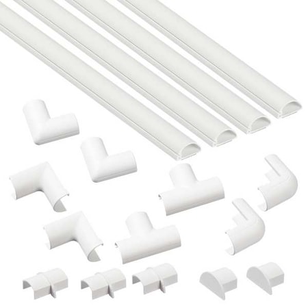 Cover Plate Raceway, Micro+ Series, 4 Channel, 13/16 in W, 3/8 in H, 5 ft L, White MPN:US/5FT2010KIT001