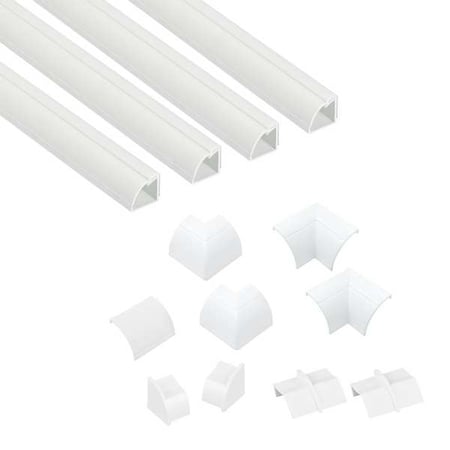 Hinge and Click Lock, Quarter Round Series, 4 Channel, 7/8 in W, 7/8 in H, 60 in L, White MPN:US/5FT22QSWKIT001