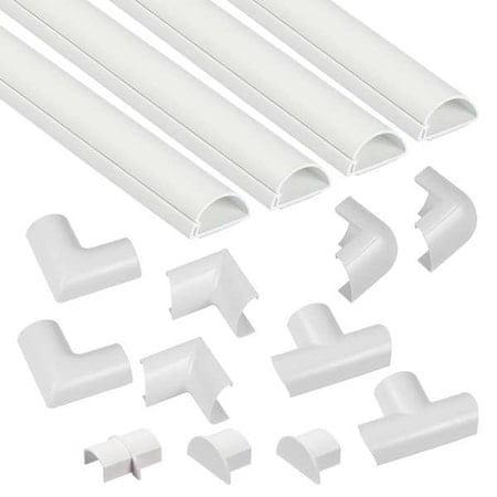 Cover Plate Raceway, Mini Series, 4 Channel, 1-3/16 in W, 9/16 in H, 20 ft L, White MPN:US/5FT3015KIT001