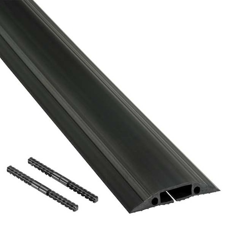 Cable Protector, 9/16 in H, 6 ft L, 3-1/4 in W, 1 Channel, PVC, Black MPN:US/FC83B