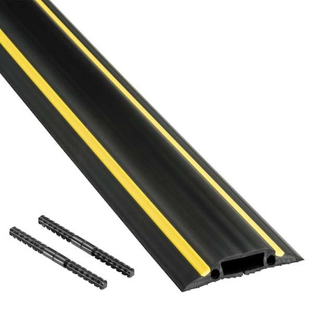 Cable Protector, 9/16 in H, 30 ft L, 3-1/4 in W, 1 Channel, Black, Yellow MPN:US/FC83H/9M