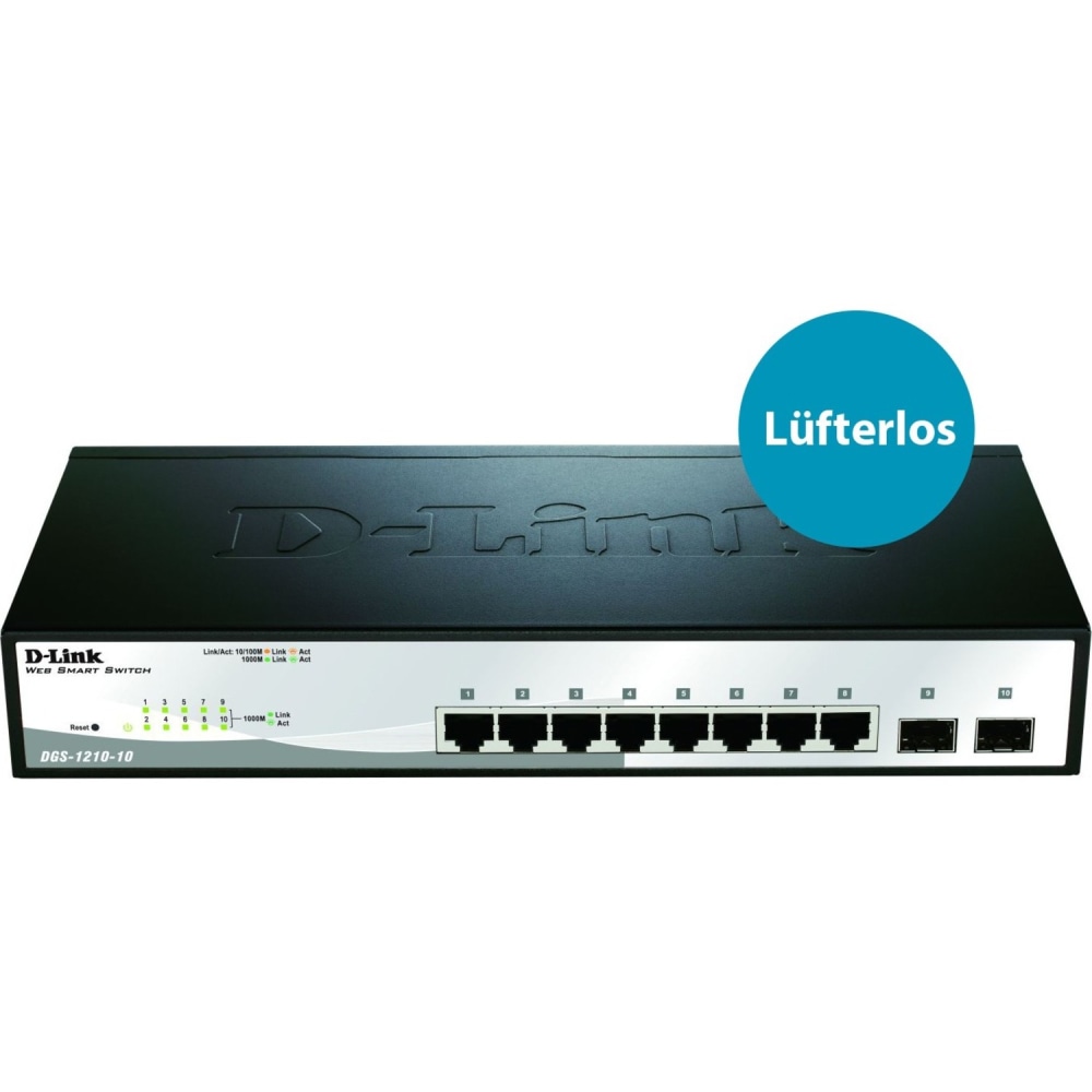 D-Link 10-Port Gigabit Web Smart Switch With 2 Gigabit SFP Ports MPN:DGS-1210-10