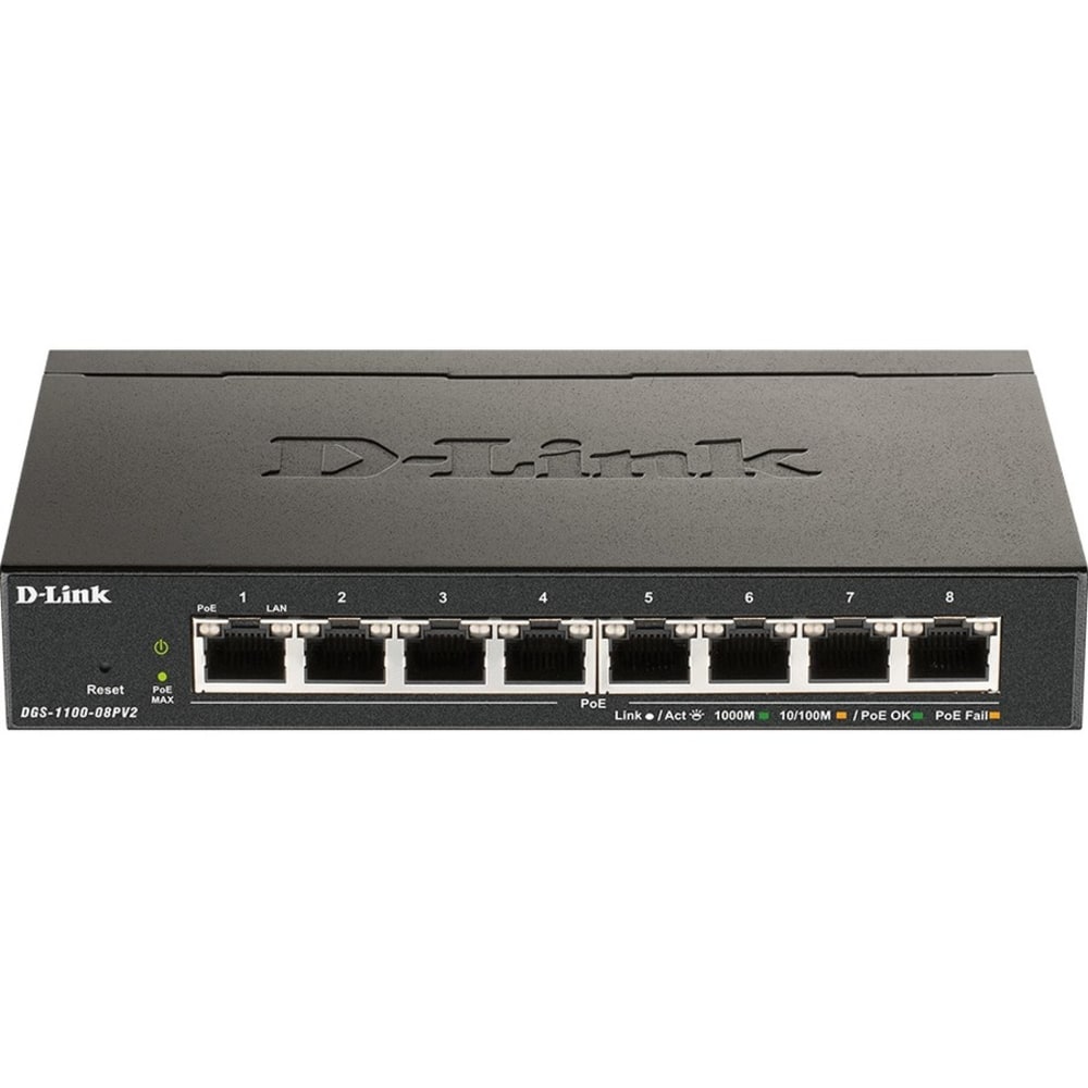 D-Link DGS-1100-08PV2 Ethernet Switch - 8 Ports - Manageable - Gigabit Ethernet - 1000Base-T - 2 Layer Supported - DGS110008PV2 MPN:DGS-1100-08PV2