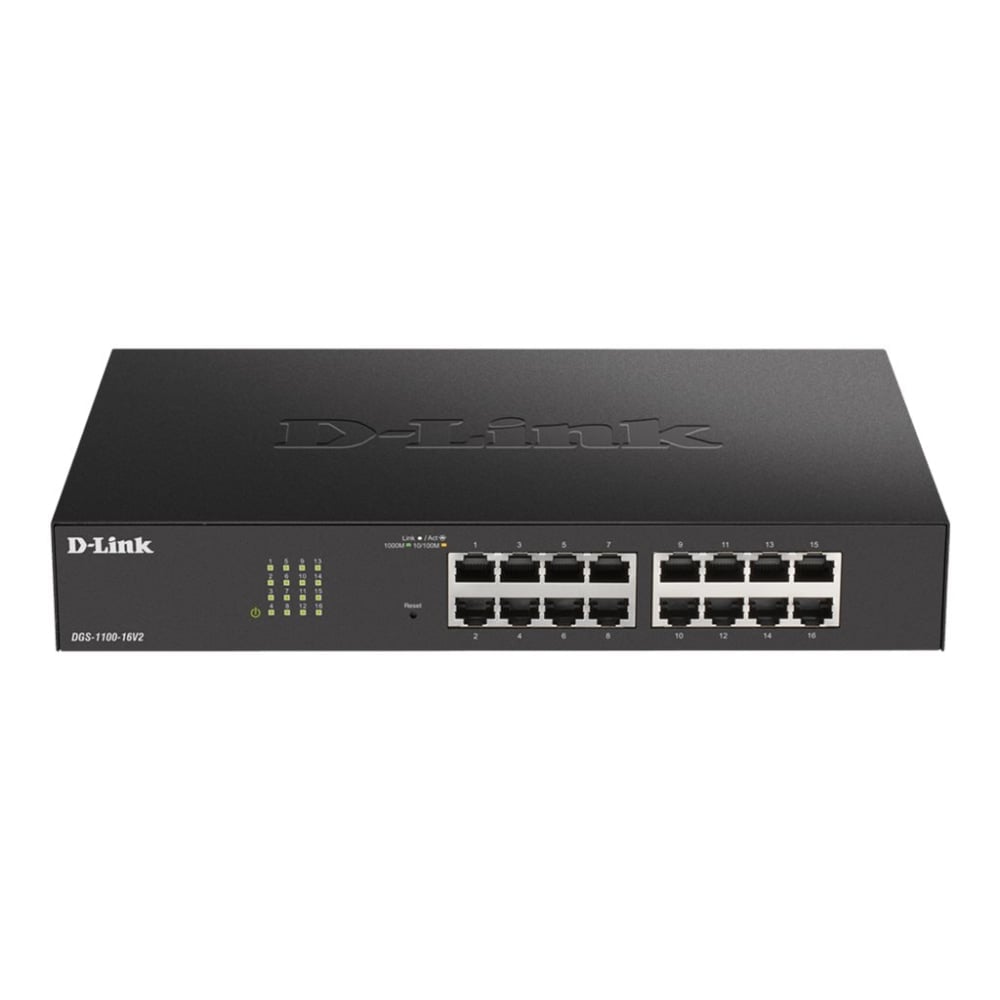 D-Link DGS-1100-16V2 Ethernet Switch - 16 Ports - Manageable - 2 Layer Supported - Twisted Pair - 1U - Rack-mountable, Desktop MPN:DGS-1100-16V2