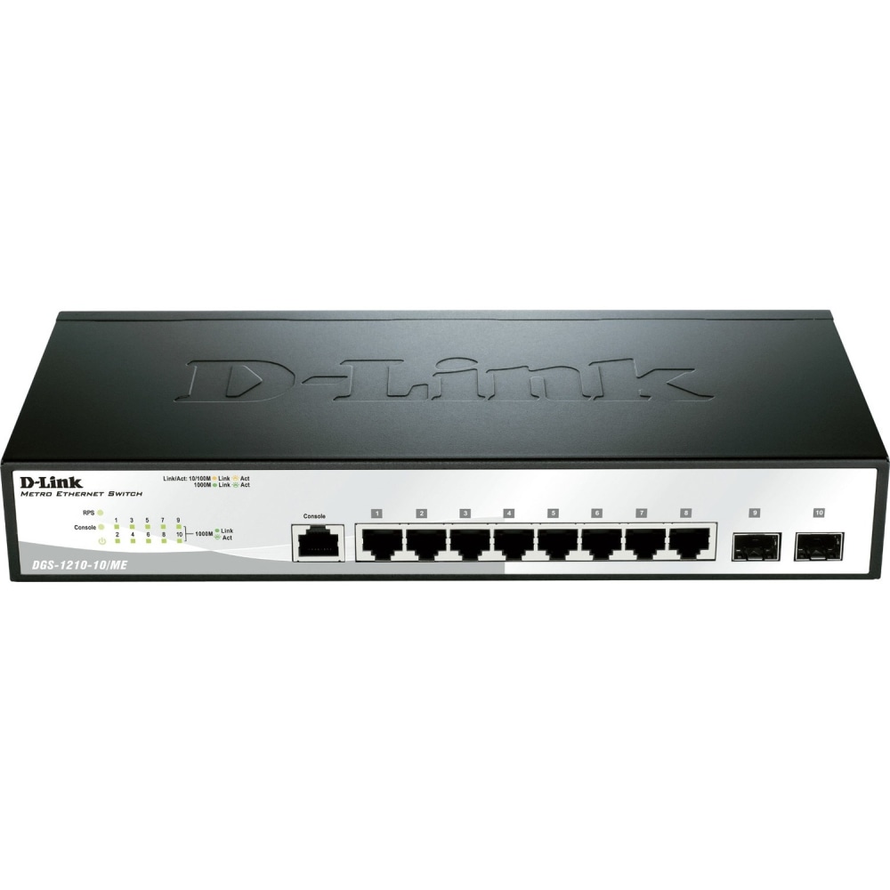 D-Link DGS-1210-10/ME Ethernet Switch - 8 Ports - Manageable - Gigabit Ethernet - 10/100/1000Base-T, 1000Bas - DGS121010ME MPN:DGS-1210-10/ME