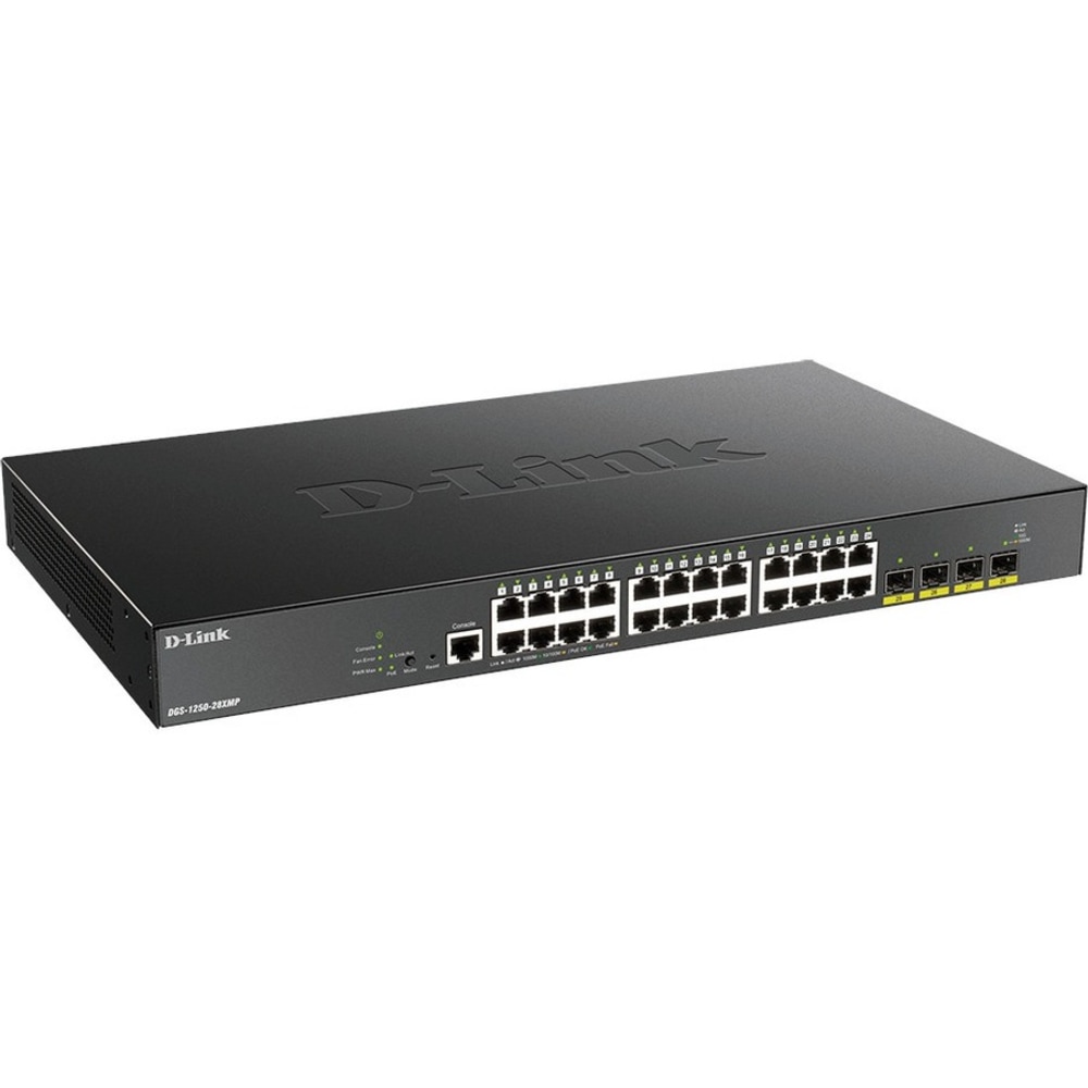 D-Link 28-Port 10-Gigabit Smart Managed PoE Switch - 28 Ports - Manageable - 3 Layer Supported - Modular - DGS125028XMP6KV MPN:DGS-1250-28XMP-6KV