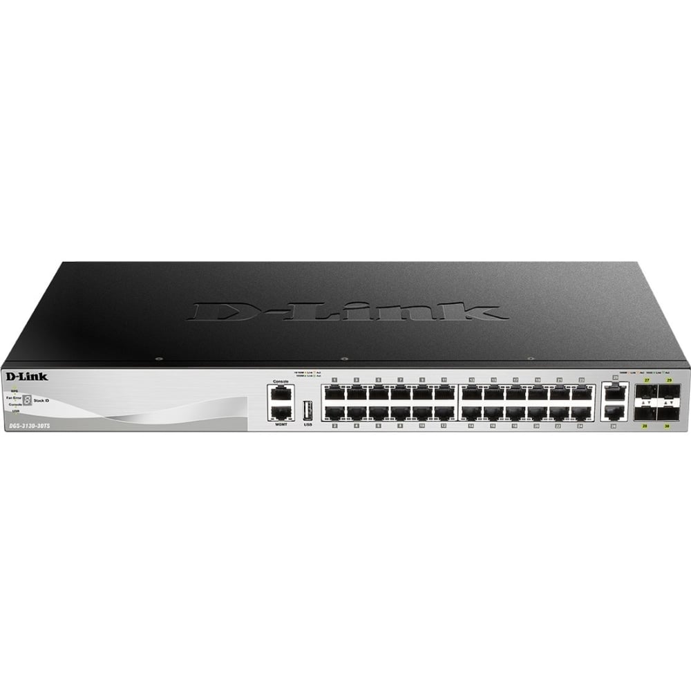D-Link DGS-3130-30TS Ethernet Switch - 26 Ports - Manageable - Gigabit Ethernet - 1000Base-T - 3 Layer Supported - DGS313030TS MPN:DGS-3130-30TS