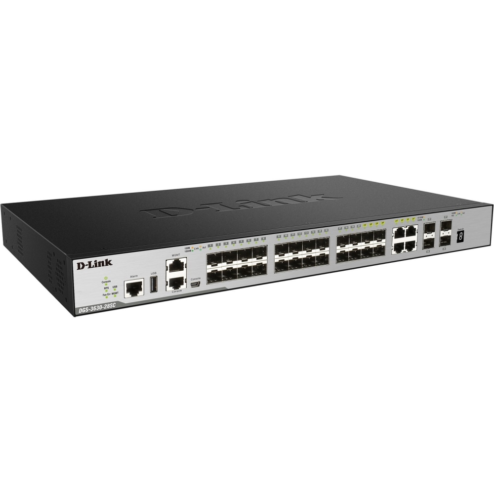 D-Link 28-Port Layer 3 Stackable Managed Gigabit Switch including 4 10GbE Ports - 4 Ports - Manageable - DGS363028SCSI MPN:DGS-3630-28SC/SI
