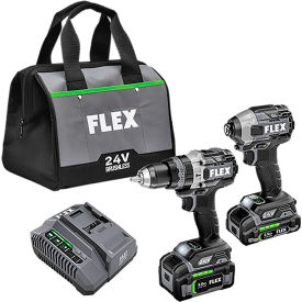 Flex Brushless 2 Tool Combo Kit w/ Drill Driver Turbo Mode Impact Driver & Quick Eject 24V FXM204-2B