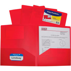 C-Line Products Two-Pocket Heavyweight Poly Portfolio Folder Red 25 Folders/Set 33954-BX