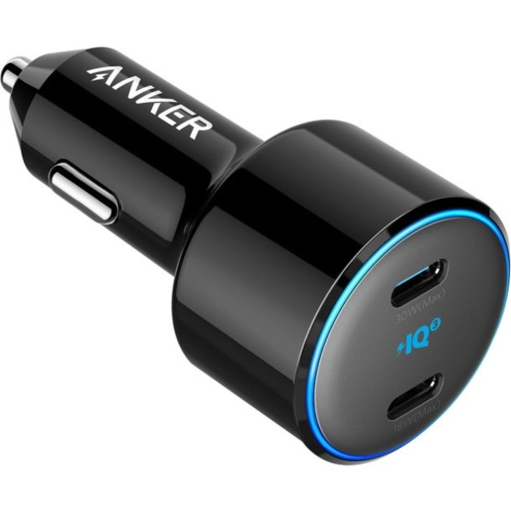 ANKER PowerDrive+ III Duo A2725 Auto Adapter - 48 W - 12 V, 24 V Input - 5 V DC/3 A, 9 V DC, 12 V DC, 15 V DC, 20 V DC Output - Black (Min Order Qty 3) MPN:A2725011