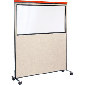 Interion® Mobile Deluxe Office Partition Panel with Partial Window 60-1/4