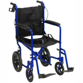 Lightweight Expedition Aluminum Transport Chair with Seat Belt Blue Frame EXP19LTBL