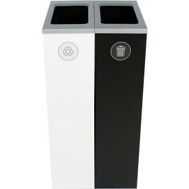 Busch Systems Spectrum Cube Slim Double Recycling Station For Waste 20 Gallon Capacity White/Black 101189