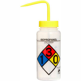 Bel-Art LDPE Wash Bottles 117160008 500ml Isopropanol Label Yellow Cap Wide Mouth 4/PK 11716-0008