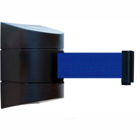 Tensabarrier®Wall Mount Retractable Belt Barrier 24' Blue Belt Black Case 897-24-S-33-NO-L5X-C