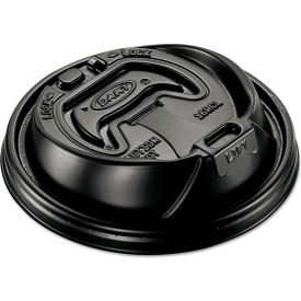 Dart® Optima Reclosable Lid Fits 12 oz to 24 oz Hot Cups Plastic Black 100/PK 10 Packs/CT 16RCLBLK
