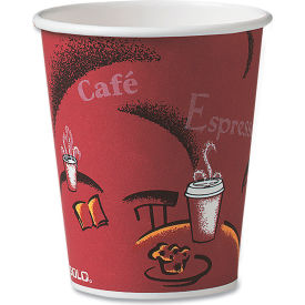 SOLO® Paper Hot Drink Cups In Bistro® Design 10 oz. Capacity Maroon 50/Pack 370SI-0041