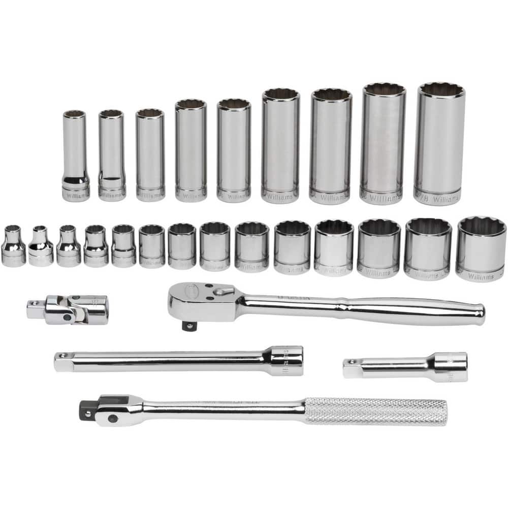 Socket Sets, Set Type: Ratchet & Socket Set, Standard , Measurement Type: SAE , Drive Size: 3/8 , Minimum Size (Inch): 1/4 , Maximum Size (Inch): 7/8  MPN:JHWWSB-28F