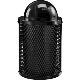 GoVets™ Outdoor Steel Diamond Trash Can With Dome Lid 36 Gallon Black 948BK261