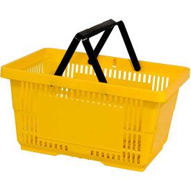 VersaCart® Plastic Shopping Basket 28 Liter w/ Nylon Handle 206-28L - Yellow Pack Qty of 12 - Pkg Qty 12 206-28L-NH-YEL-12