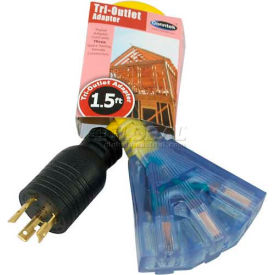 Conntek WL520515 1.5-Ft 20-Amp Generator Tri-Outlet Locking Adapter with NEMA L5-20P to 5-15R3 WL520515