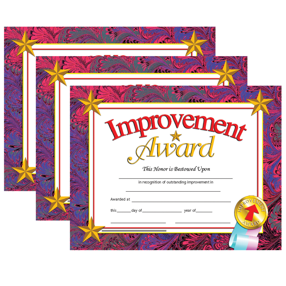 Hayes Certificates, 8-1/2in x 11in, Improvement Award, 30 Certificates Per Pack, Set Of 3 Packs MPN:H-VA688-3