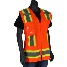 Pip® Contoured Surveyors Vest w/ Solid Front & Mesh Back Class 2 XL Hi-Vis Orange 302-0512-OR/XL