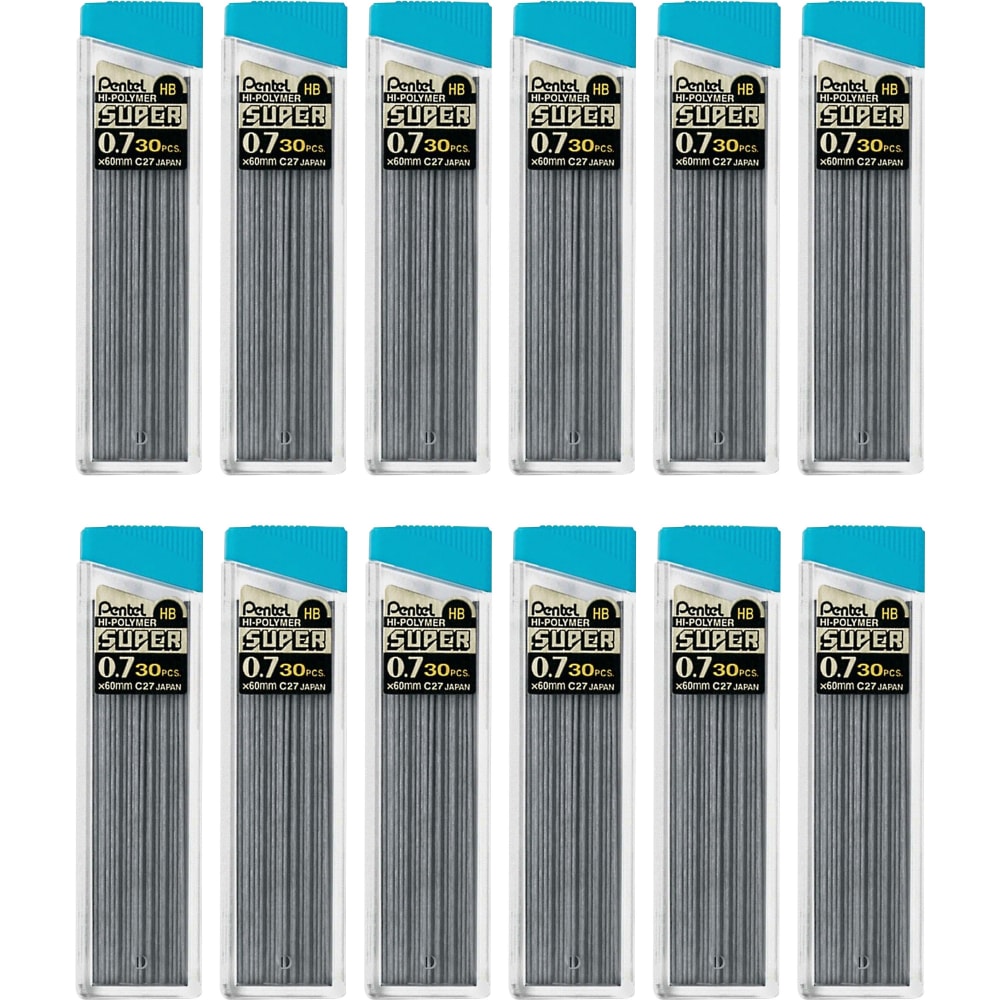 Pentel Super Hi-Polymer Leads - 0.7 mm, Medium Point - HB - Black Lead - 30/Tube - 12 / Box MPN:C27HBBX