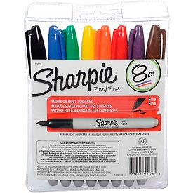 Sharpie® Permanent Marker Pen Style Fine Point Assorted Ink 8/Set 30078 - Pkg Qty 12
