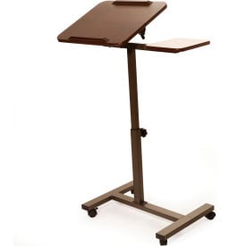 Seville Classics Tilting Sit-Stand Laptop Desk Cart with Mouse Pad Table Walnut WEB662