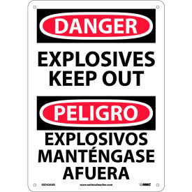 Bilingual Aluminum Sign - Danger Explosives Keep Out ESD436AB
