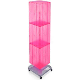 Global Approved 701465-PNK 4-Sided Interlocking Pegboard Floor Display W/ Wheels 14