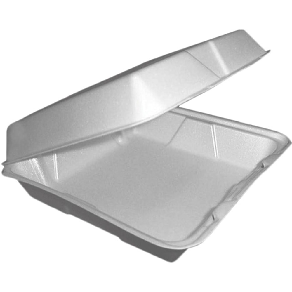 Dolco Foam Hinged Food Containers, 1-Compartment, 9in x 9in, White, Pack Of 150 (Min Order Qty 4) MPN:DF991PB