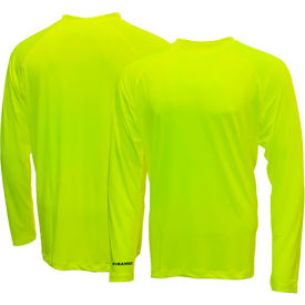 Pyramex® RLP1NS Long Sleeve Pullover T-Shirt with UV Protection 3XL Hi-Vis Lime RLP110NSX3 - Pkg Qty 5
