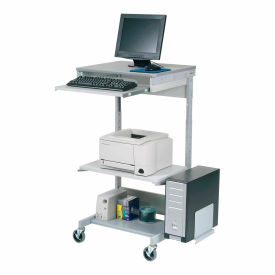 GoVets™ Mobile Computer Workstation with Printer Shelf and CPU Holder Gray 693506