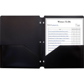 C-Line® Two-Pocket Poly Portfolio Folder with 3-Hole Punch Black 25/Set 33931-BX