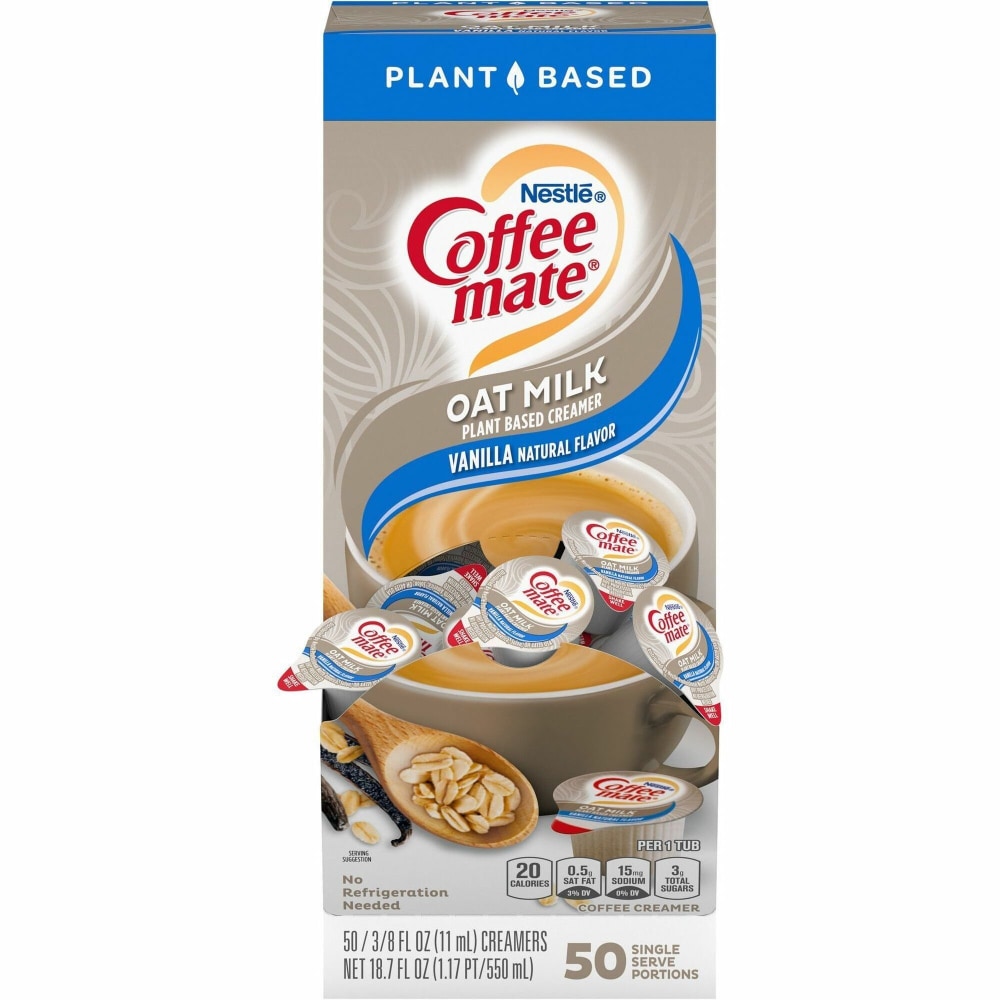 Coffee mate Oat Milk Vanilla Liquid Creamer Singles - Vanilla FlavorTub - 50 / Box MPN:NES19891