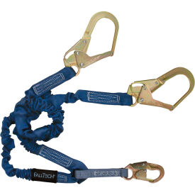 FallTech® 8240Y3 ElasTech 4-1/2' to 6' Shock Absorbing Lanyard with 1 Snap & 2 Rebar Hooks 8240Y3