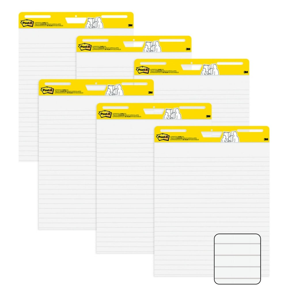 Post-it Easel Pads, 25 in x 30 in, 6 Pads, 30 Sheets/Pad, 30 Sheets/Pad, Lined, Great for Virtual Teachers and Students, White MPN:561WLVAD6PK