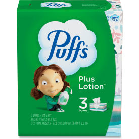 Puffs® Plus Lotion Facial Tissue 2-Ply White 124 Sheets/Box 3 Box/Pack PGC39363PK