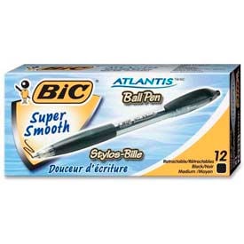 Bic® Atlantis Ballpoint Retractable Pen Medium Black Barrel/Ink Dozen VCG11BK