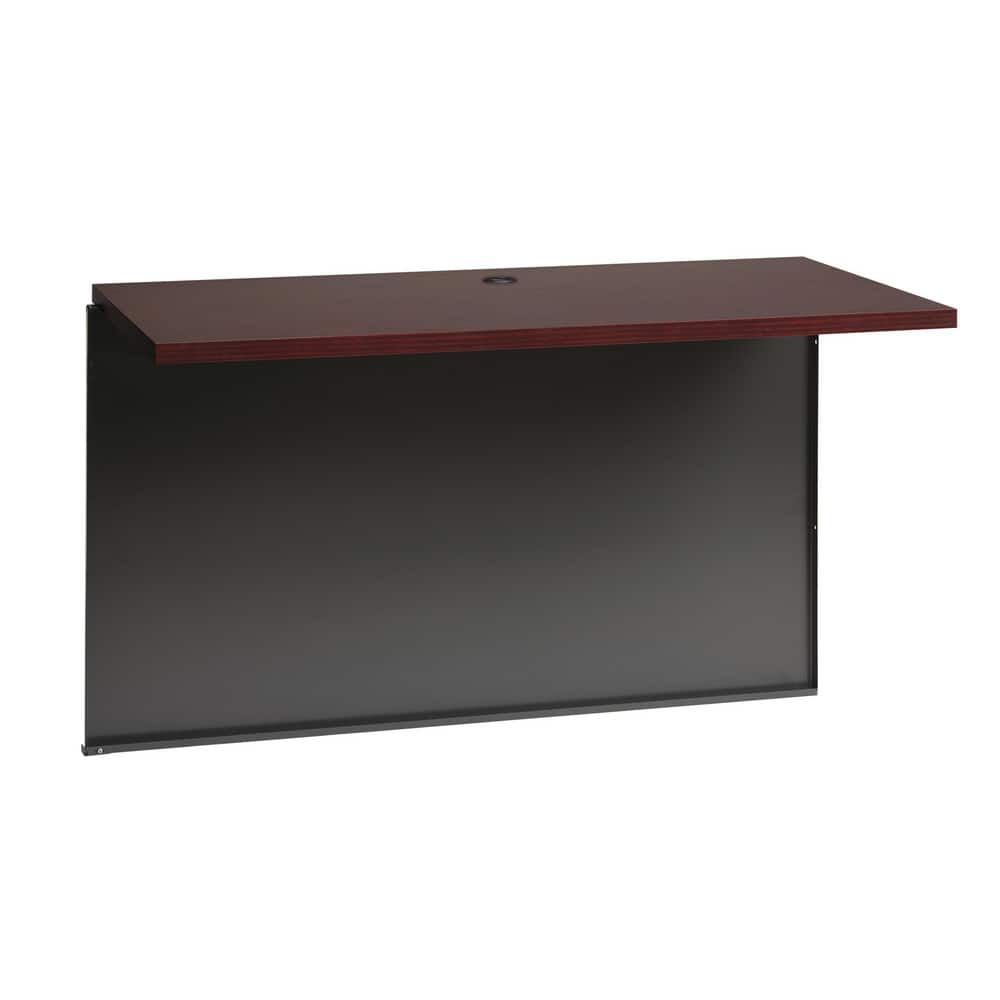 Steel Base Return/Bridge Shell Desk: Woodgrain Laminate Top, Mahogany & Charcoal MPN:20558