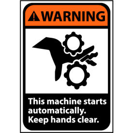 Warning Sign 14x10 Vinyl - Machine Starts Automatically WGA1PB