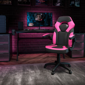 Flash Furniture X10 Racing Style Gaming Chair w/Flip-up Arms LeatherSoft Pink/Black 00095-PK-GGCH-