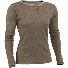 DRIFIRE® Women's Tecgen Flame Resistant Henley Shirt 3XL Regular Tan TEE1NTHW-3X