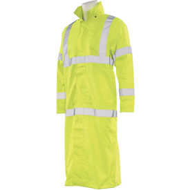 ERB® S163 ANSI Class 3 Long Raincoat 5XL Hi-Viz Lime WEL62034HL5X